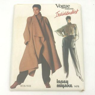 Vogue Individualist Issey Miyake 1476 Size 10 Sewing Pattern Coat Shirt Pant Pt2