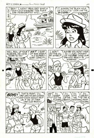 Dan Decarlo/ Dan Parent 1991 Betty,  Veronica,  Archie,  Jughead,  Chuck Orig.  Art