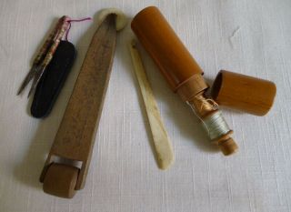 Vintage Japanese Sewing Tools,  Scissors,  Spool Holder,  Marking Tools