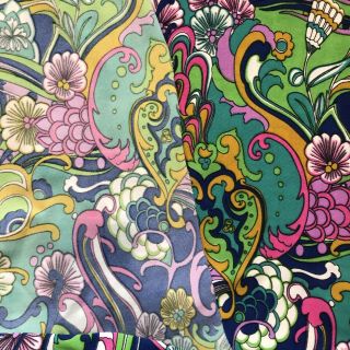60s 70s Rare Psychedelic Flower Power Vintage Retro Dress Fabric MCM 2