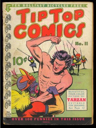 Tip Top Comics 11 Early Golden Age Tarzan United Features Comic 1937 Fr - Gd