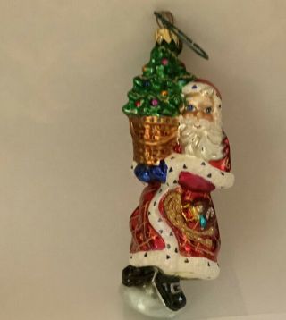Christopher Radko Santa With Tree Christmas Ornament Pre - Owned No Tag,  No Box