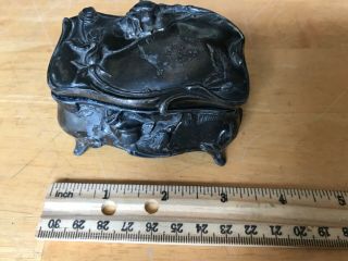 Art Nouveau Footed Pewter Antique 1910s Jewelry Coffin Trinket Box All Hand Made