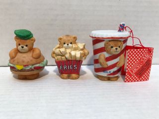 Vintage 1989 Enesco Lucy & Me Bear Burger Fries And Shake Trio