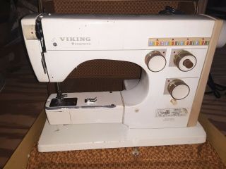 Viking Husqvarna Sewing Machine Model 6030 W/ Case,  Key,  Pedal