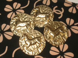 Chanel 4 Buttons Gold Tone 25 Mm,  1 Inch Metal With Cc Logo Horse