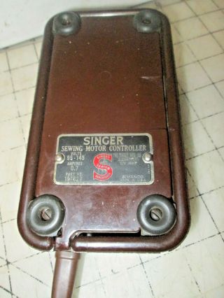 Singer Sewing Machine 401A Brown Foot Pedal with 2 Prong plug 197629 & AC Cord 3