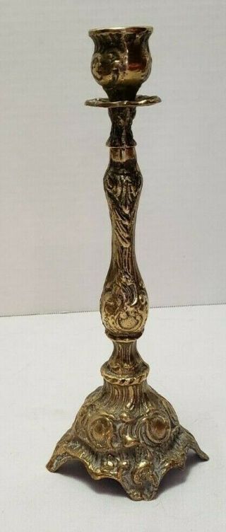 Antique Solid Brass Cast Candlestick Candle Holder 11 "