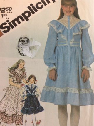 1981 Simplicity 5437 Vintage Sewing Pattern Gunne Sax Girls Dress Size 7 Uncut