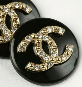 Chanel Buttons 2pc 21.  5 Mm Cc Black & Vintage Style Unstamped 2 Buttons Auth