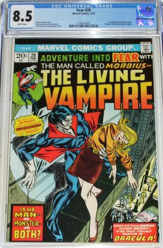 Adventure Into Fear 20 Cgc 8.  5 From Feb 1974 Morbius The Living Vampire Begins