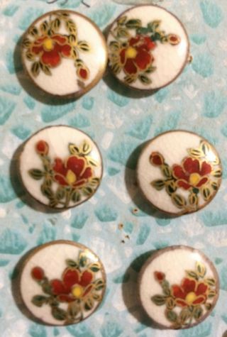 Vintage Hand Painted Satsuma Porcelain Buttons