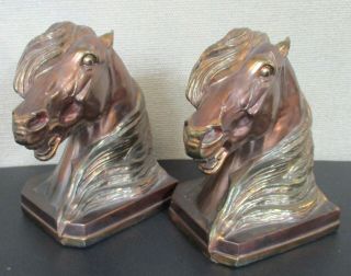 Vintage Pair Metal Horse Head Bookends - Dodge - Gladys Brown