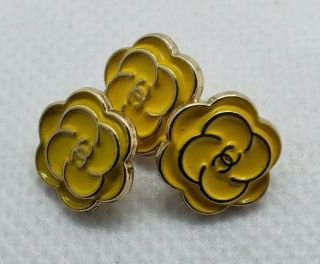 3 Cc Chanel Camellia Flower Yellow And Gold 12 Mm Tiny