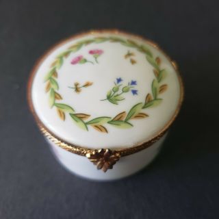 Vintage Trinket Vanity Pill Box Hinged Porcelain Limoges Castel France