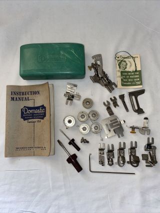 Vintage Domestic Rotary Electric Sewing Machine Attachments Box Instructions