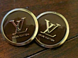 Louis Vuitton Buttons 2 Brown Gold Tone Lv 18 Mm Two Pc.