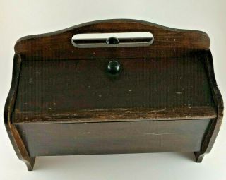 Vintage Wood Sewing Box Tote Storage Double Flip Lids Portable