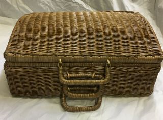 Old Vtg Weaved Sewing Knitting Basket 522 Made Czechoslovakia