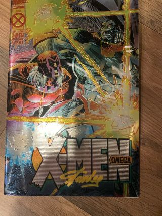 X - Men Omega 1 - - Chromium Wrap Around Cover Stan Lee Romita Triple Signed