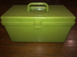 Vtg Wil - Hold Wilson Mfg.  Plastic Green Sewing Box (with Tray) Usa
