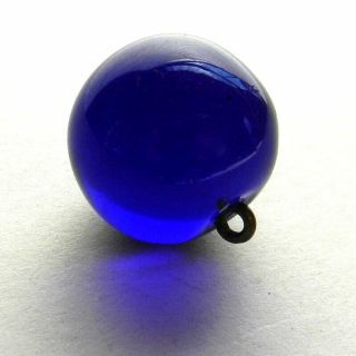 Antique Vintage Cobalt Blue Glass Ball Button 3/4”