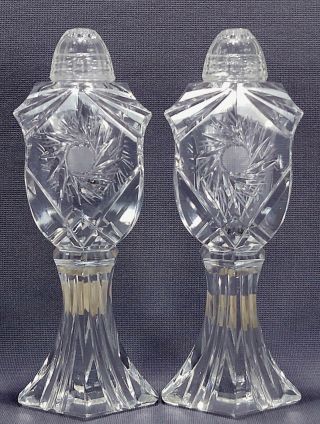 Bohemia Crystal Salt And Pepper Shakers Clear Glass 6 5/8 "