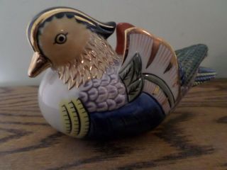 Vintage Gold Trimmed Colorful Ceramic Duck Bird 6348 Andrea By Sadek