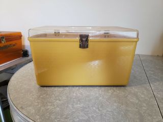 Vintage Wilson Wil - Hold Gold & Clear Plastic Sewing Box Organizer With 2 Trays