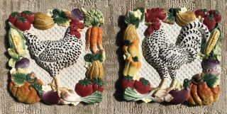 Fitz And Floyd Classics Country Garden Wall Plaque (s) Rooster And Hen