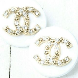 Chanel Button 2pc 20 Mm Cc White Vintage Style Unstamped 2 Buttons Auth
