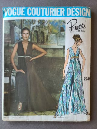 Vintage Vogue Couturier Design Pattern Pucci 2249 Sz 16 Bust 38 " Uncut