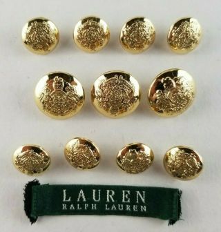 Ralph Lauren Set Of 11 Gold Tone Unicorn Lion Crest Replacement Blazer Buttons