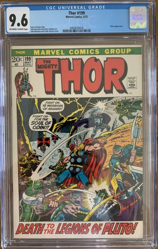 Mighty Thor 199 Cgc 9.  6 (marvel,  1972) Classic Cover Nm,