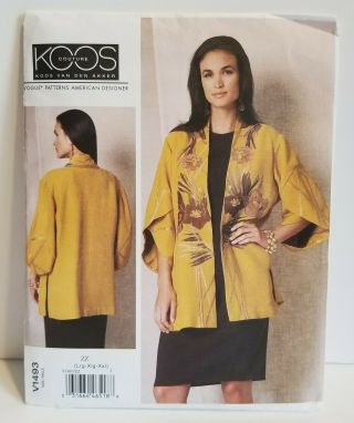 Koos Couture Vogue Designer Jacket Kimono V1493 Size L Xl Xxl Pattern Uncut