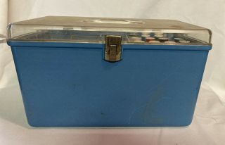 Vintage Wilson Wil - Hold Blue & Clear Plastic Sewing Box Organizer With 2 Trays