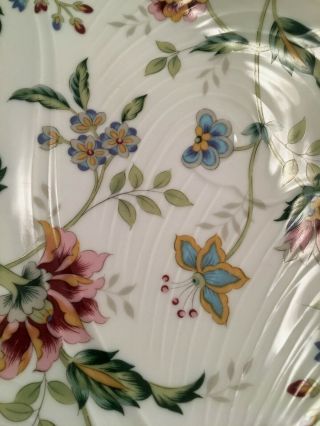 Andrea by Sadek Leaf Shaped Serving Platter Buckingham Pattern with Gold Trim 3