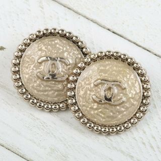 Chanel Button 2pc Cc Ivory 24 Mm Unstamped Vintage Style 2 Buttons Auth