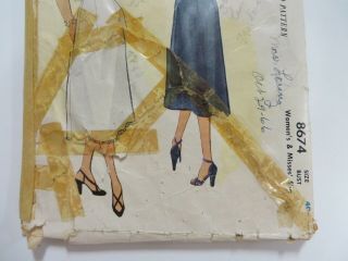 Vtg 1950 ' s McCall ' s 8674 FULL LENGTH SLIP Sewing Pattern Women Bust 40 3