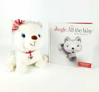 Hallmark Jingle Bell Interactive Story Buddy Plush Husky Puppy Dog Book Holiday