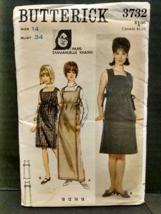 Vintage Butterick 3732 Sewing Pattern/ Uncut/emmanuelle Khanh Design/ Dress Or