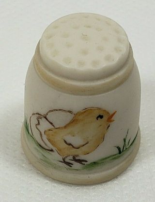 Vintage Hand Painted Signed By Artist C.  Stines Chick Thimble