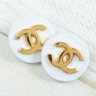 Chanel Buttons 19 Mm Cc White Vintage Style Unstamped 2 Buttons,  Gift