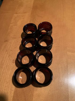 Set Of 8 / Avon Ruby Red 1876 Cape Cod Glass Napkin Rings