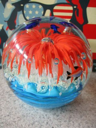 Colorful Blown Glass Home Decor Nautical Sea Life Ball Orb Fish Tank Art 6 "