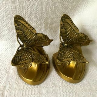 Mid Century Pmc Brass Butterfly Bookends Pair