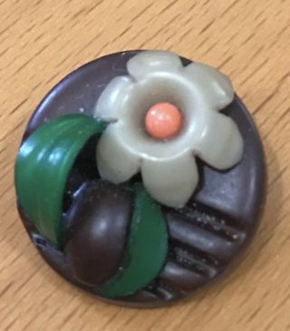 Vintage Marion Weeber Type Celluloid Floral Button