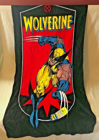 Vintage 1993 Marvel Comics X - Men Mutant Gear Wolverine Beach Towel Nwt Rare