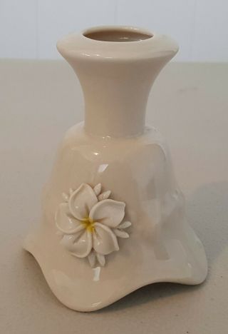 Vintage Hawaii Dorothy Okumoto Porcelain Candle Holder Signed Plumeria Flower