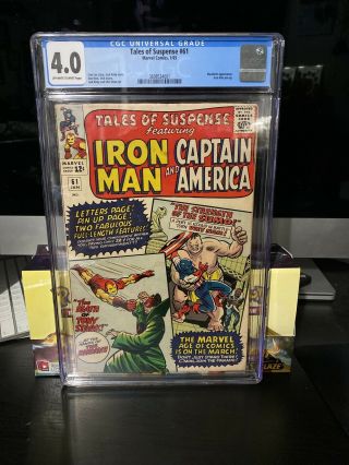 Cgc 4.  0 Tales Of Suspense 61.  Iron Man.  Captain America.  Mandarin.  1965